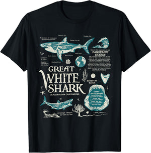 Great White Shark Anatomy , Marine Biologist T-Shirt - T-Shirt | Black