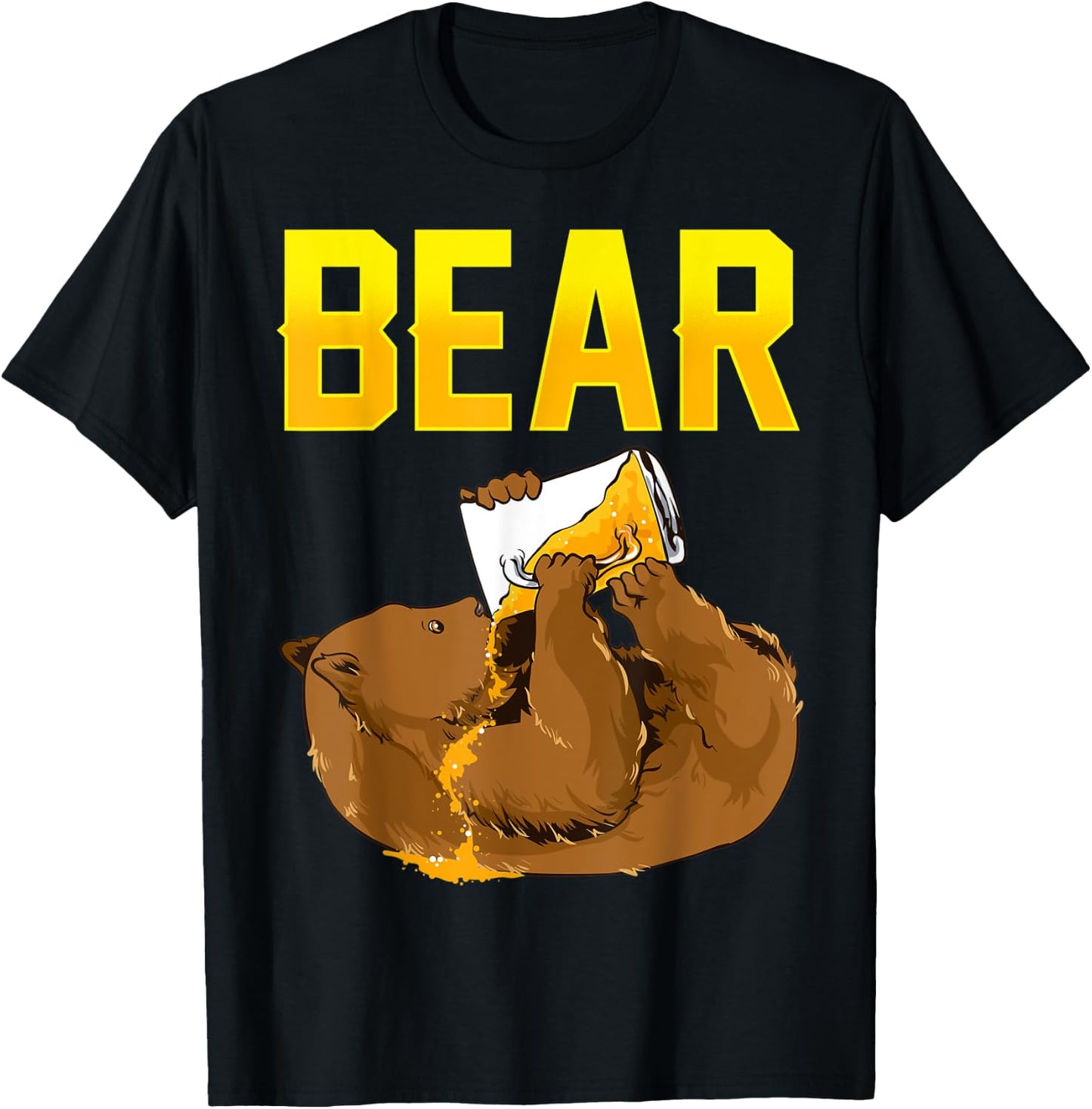 Bear Drinking Beer Funny Bear Pun Beer Lover Gift T-Shirt - T-Shirt | Black