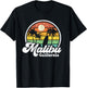 Vintage Malibu Beach California CA Surfing Retro Surf Gift Men Women T-Shirt - T-Shirt | Black