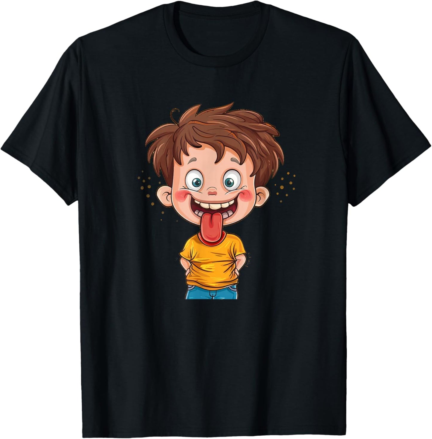 Awesome Cheeky Boy with Tongue Out Look Costume T-Shirt - T-Shirt | Black