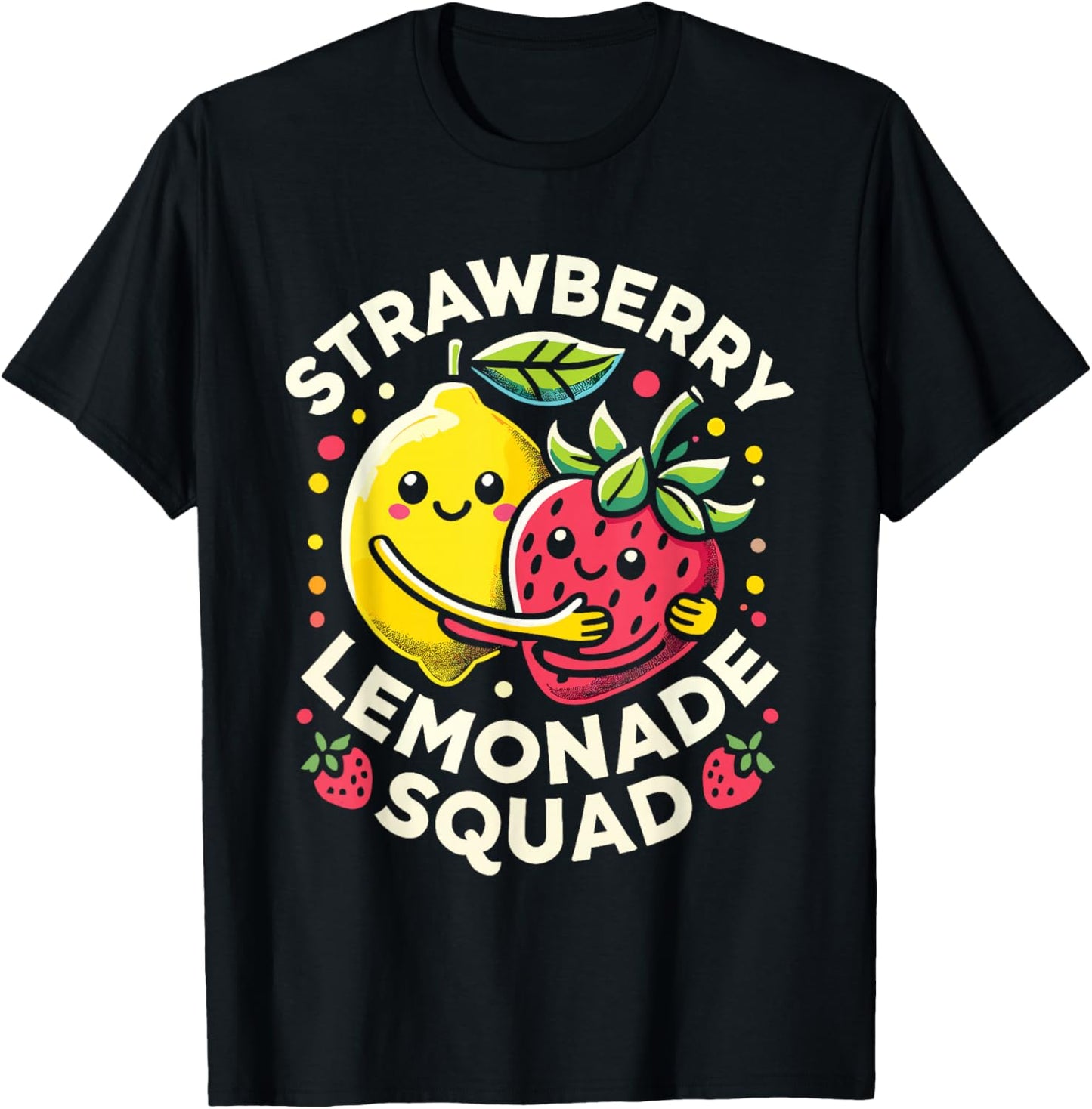 Strawberry Lemonade Squad Cute Kawaii Design T-Shirt - T-Shirt | Black