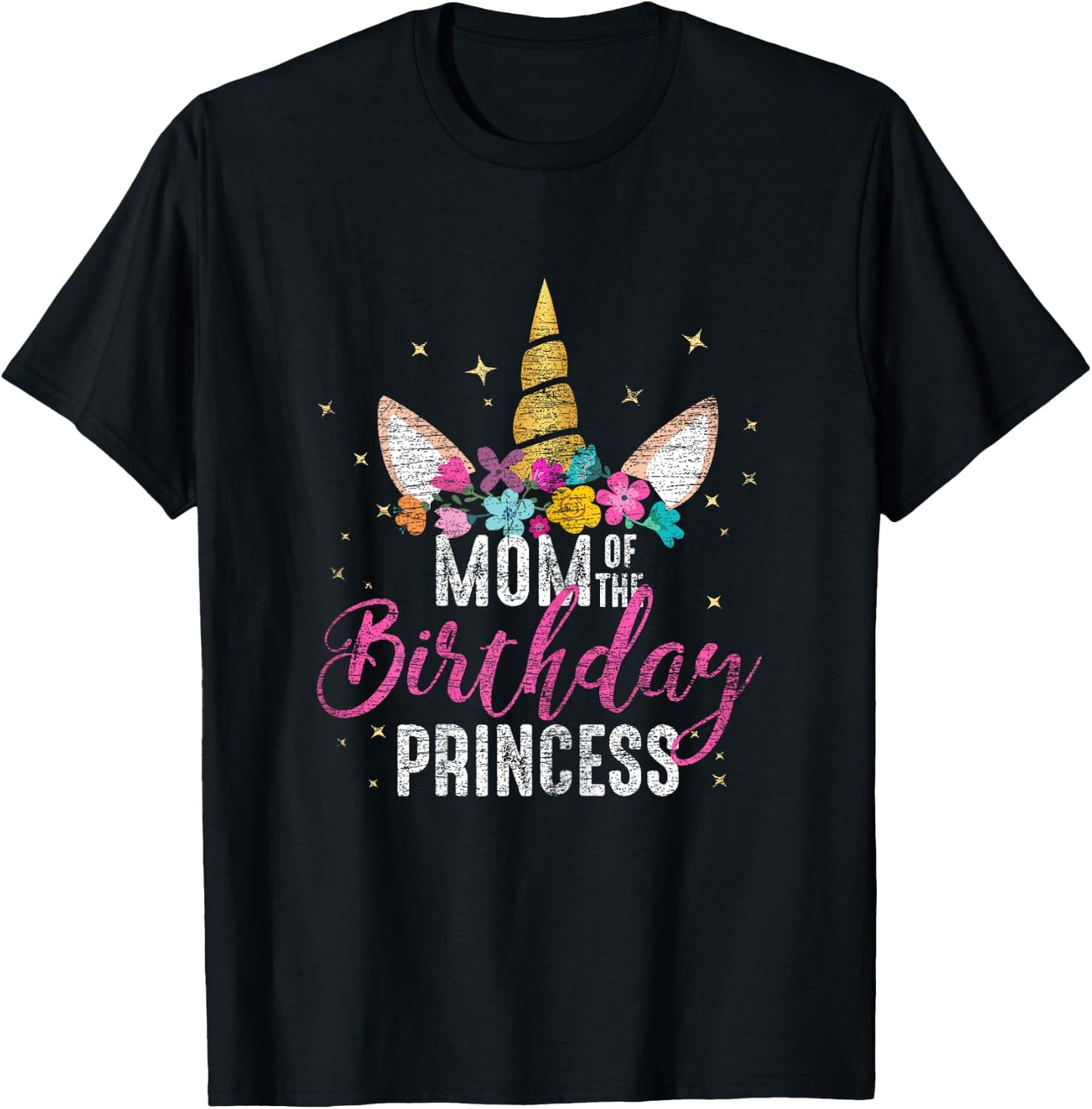 Mom Of The Birthday Princess Mother Gifts Unicorn Birthday T-Shirt - T-Shirt | Black
