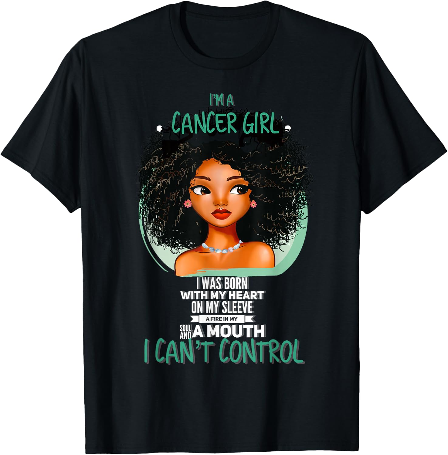 Cancer Zodiac Sign Shirts for Afro American Girls and Women T-Shirt - T-Shirt | Black