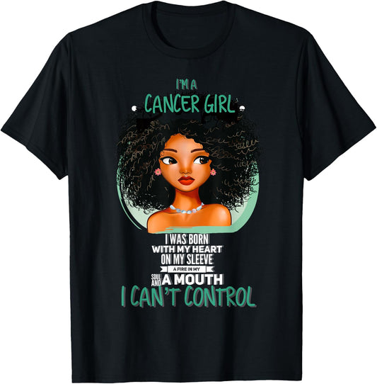 Cancer Zodiac Sign Shirts for Afro American Girls and Women T-Shirt - T-Shirt | Black