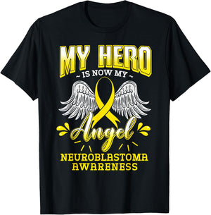 My Hero Is Now My Angel Neuroblastoma Children Cancer Gift T-Shirt - T-Shirt | Black