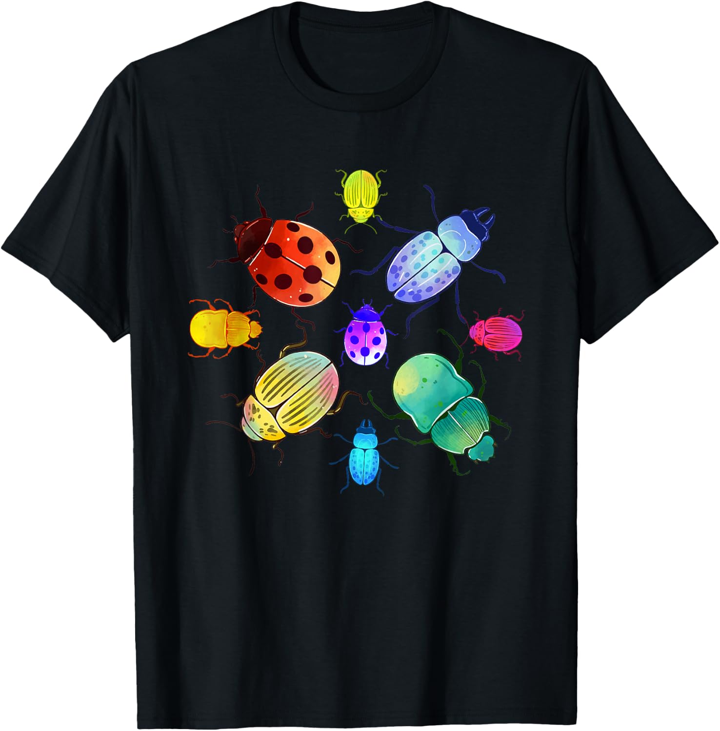 Entomology Nature Insect Colourful Animal Motif Beetle T-Shirt - T-Shirt | Black
