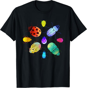 Entomology Nature Insect Colourful Animal Motif Beetle T-Shirt - T-Shirt | Black