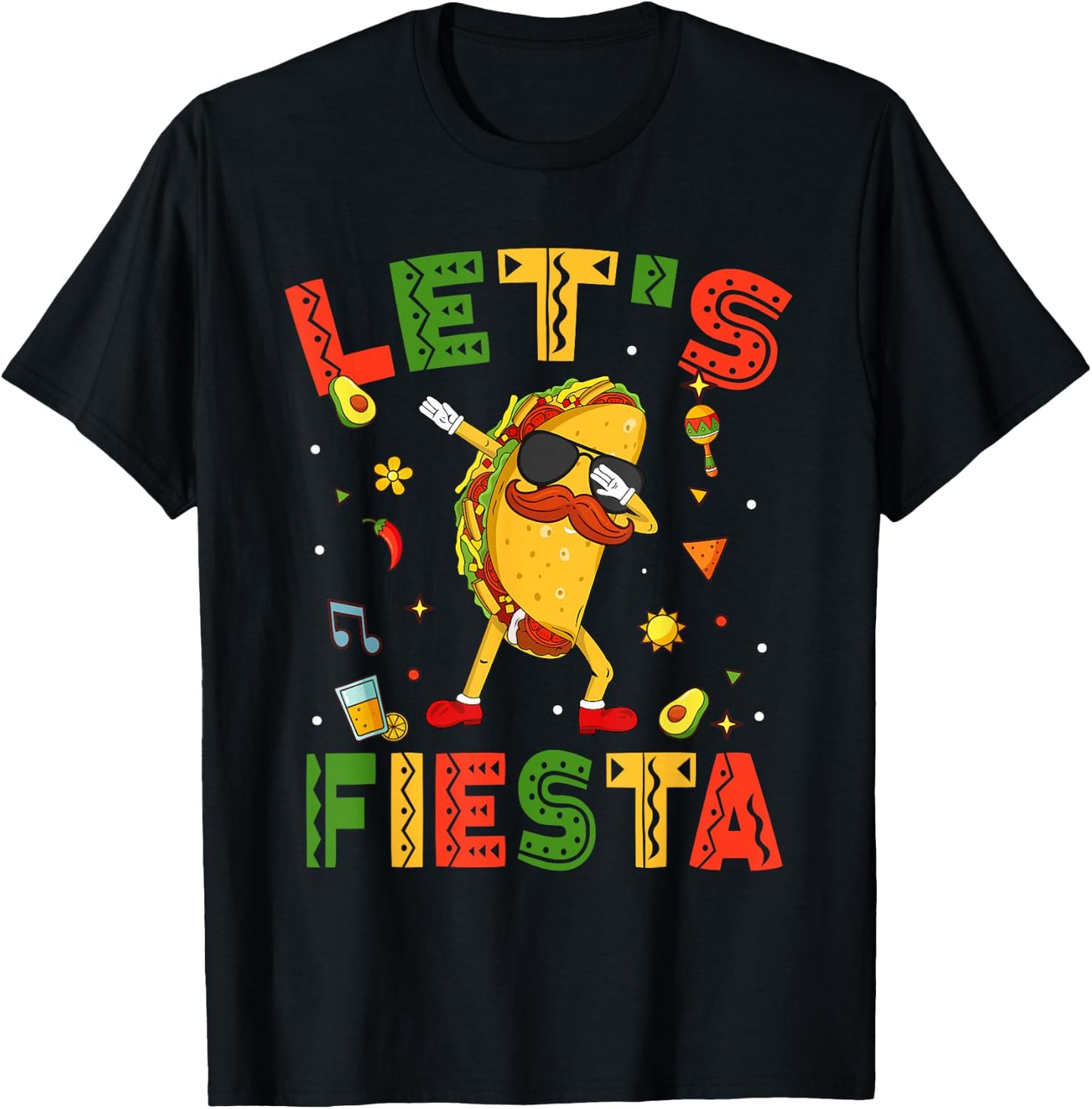 Let's Fiesta Tacos Dabbing Cinco De Mayo Mexican Dab Boy Kid T-Shirt - T-Shirt | Black