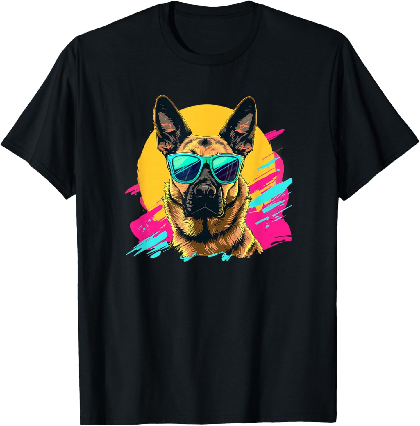 Funny Retro Vintage 80s Belgian Malinois Lover T-Shirt - T-Shirt | Black
