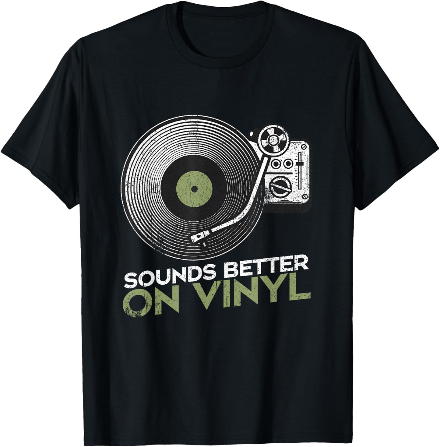 Sounds Better On Vinyl Retro Vinyl Record Player Turntable T-Shirt - T-Shirt | Black