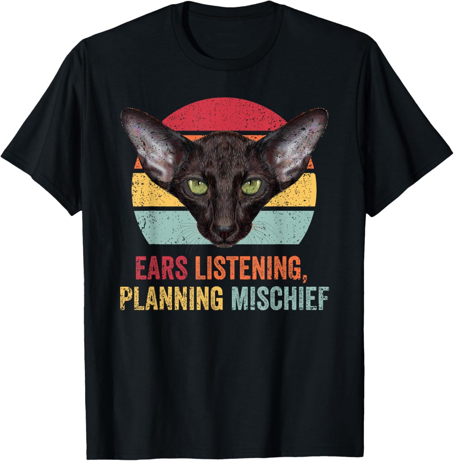 Oriental Shorthair Cat Funny Retro Kitten Kitty Feline Men Women Girls Kids T-Shirt - T-Shirt | Black