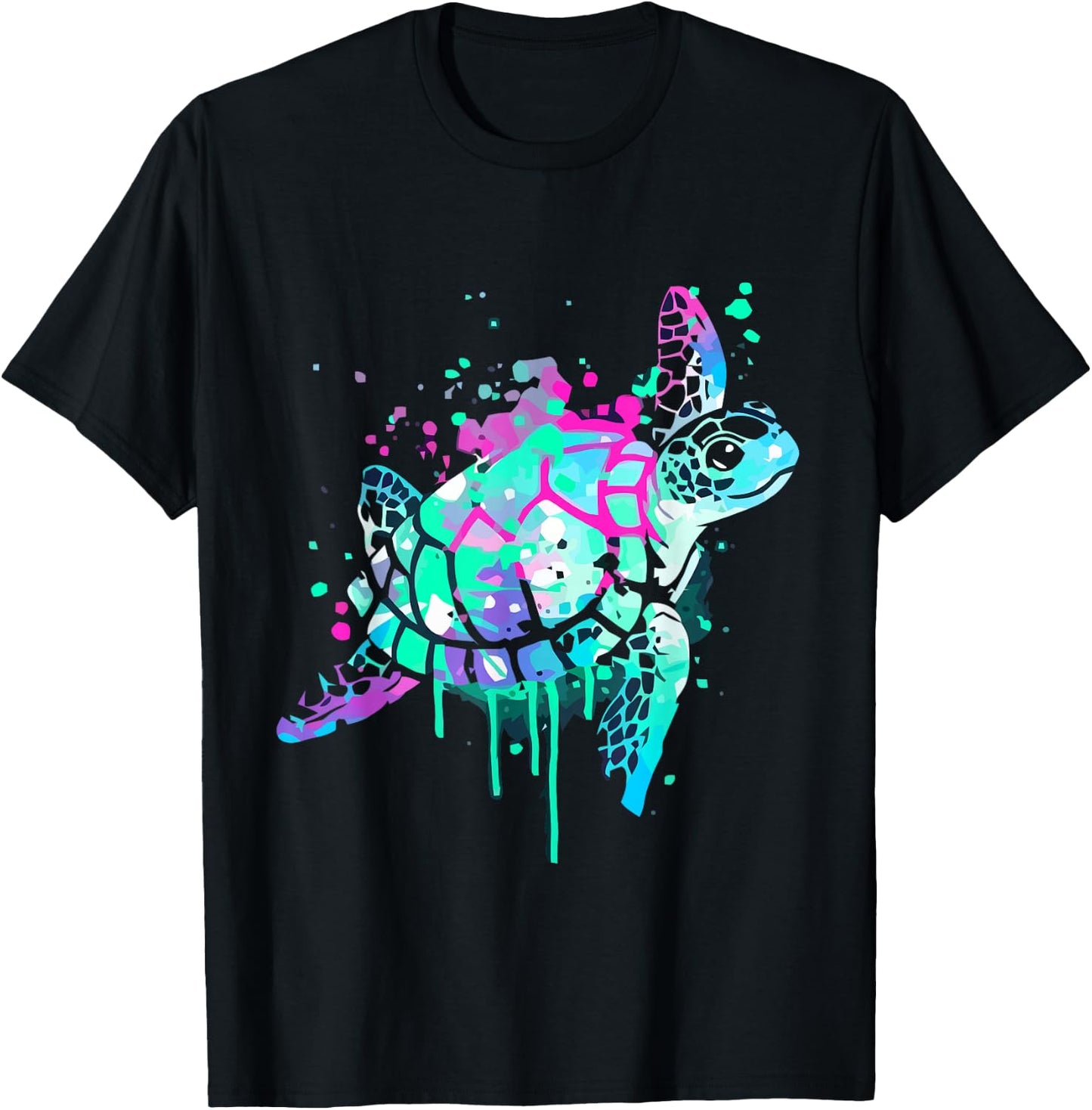 Turtle Watercolor Sea Ocean Wildlife animal T-Shirt - T-Shirt | Black