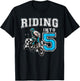 Riding Into 5 Years Old 5th Birthday Boy Dirt Bike Party T-Shirt - T-Shirt | Black