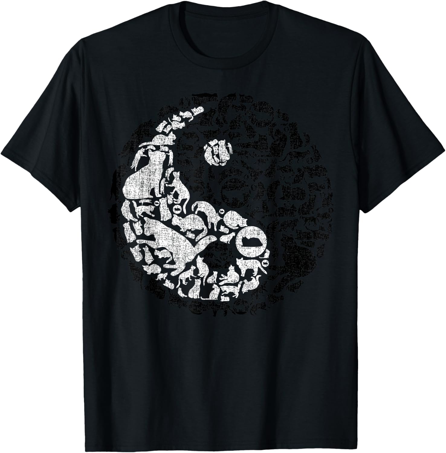 Yin Yang Symbol Pilates Yoga Cat Cats Kitten Lover T-Shirt - T-Shirt | Black