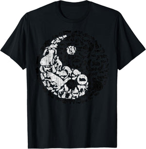 Yin Yang Symbol Pilates Yoga Cat Cats Kitten Lover T-Shirt - T-Shirt | Black
