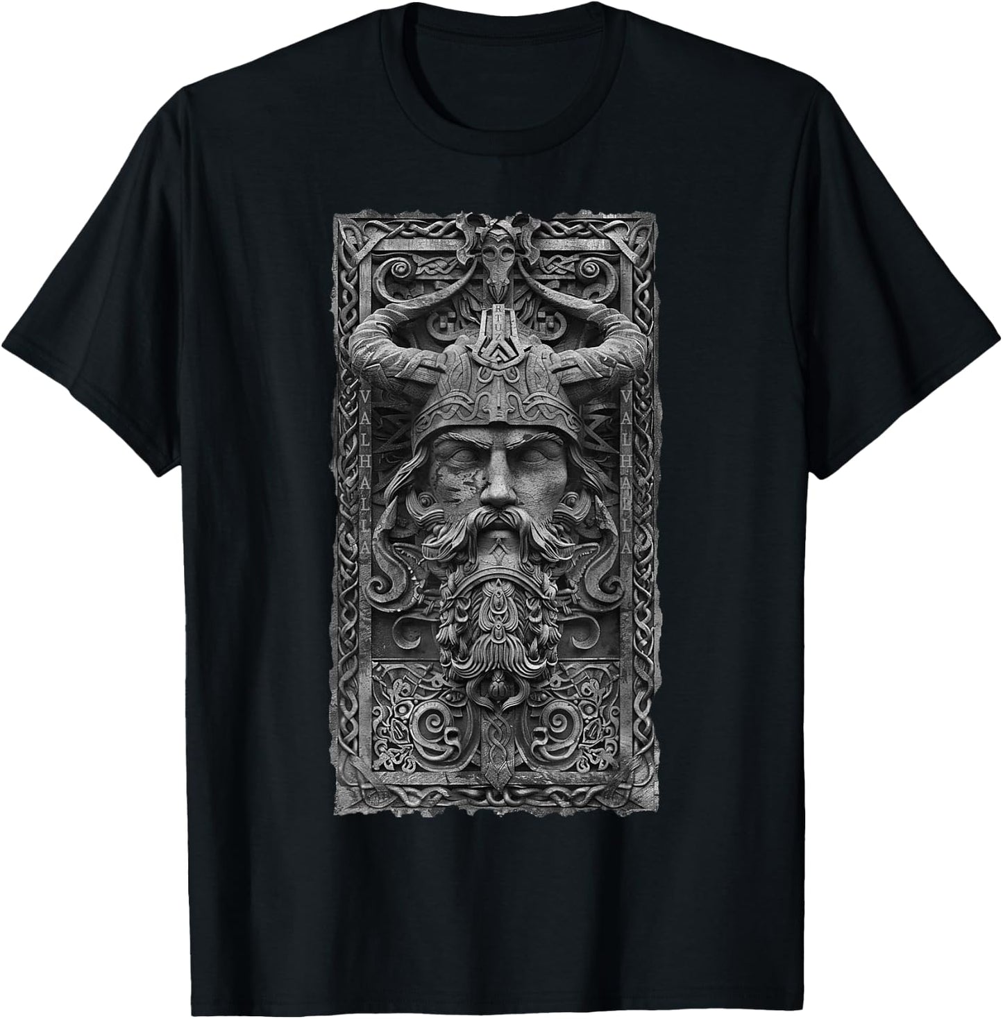 Valhalla Odin Thor Runes Viking Helmet Warrior Viking T-Shirt - T-Shirt | Black