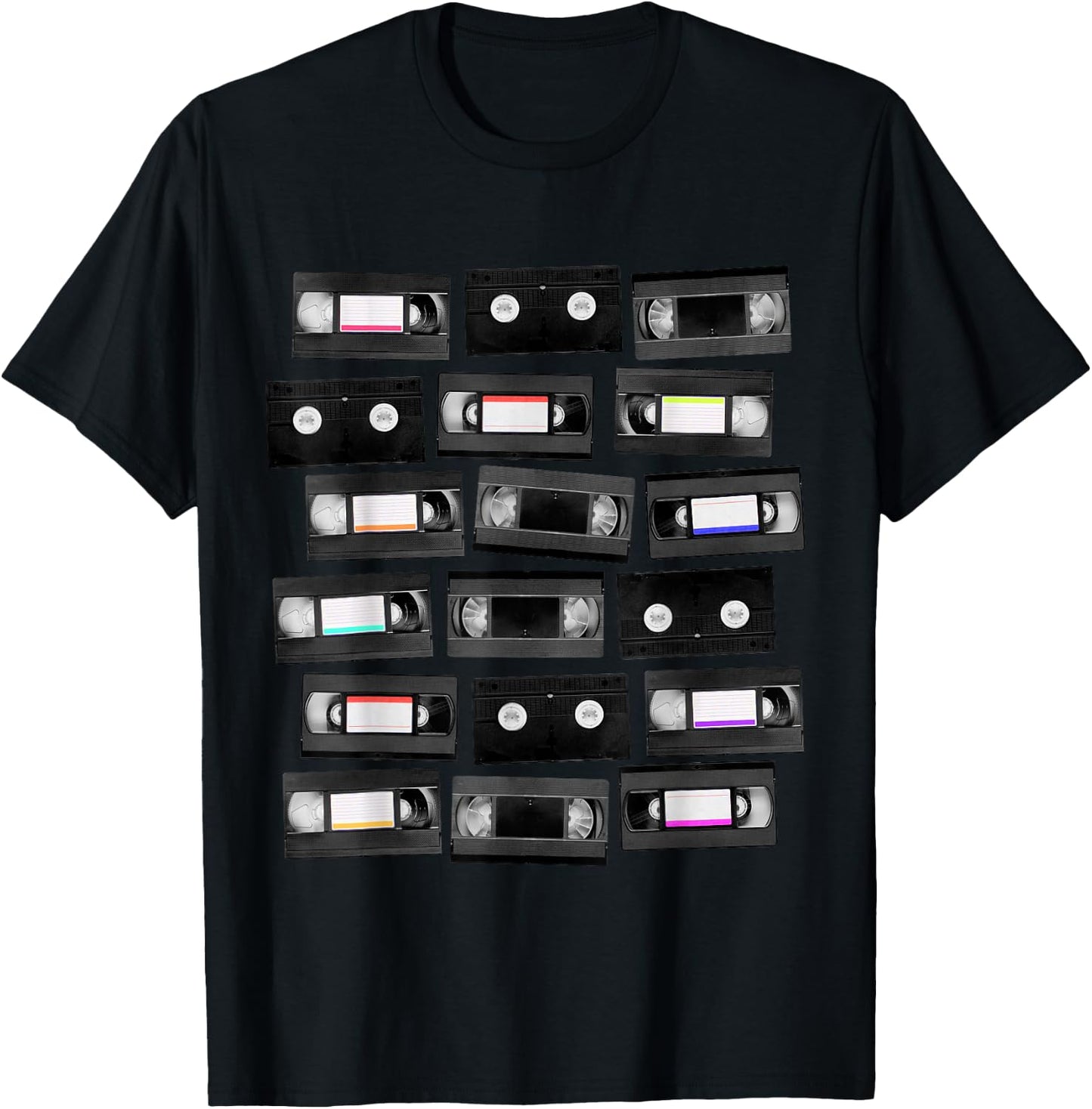 VHS Cassette Tapes 1980s VCR Video Retro Movies T-Shirt - T-Shirt | Black