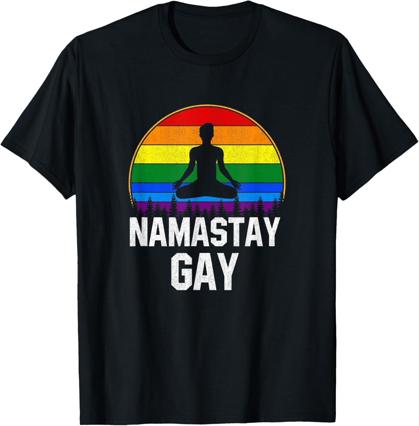 Namastay Gay, funny Yoga pride lgtb T-Shirt - T-Shirt | Black