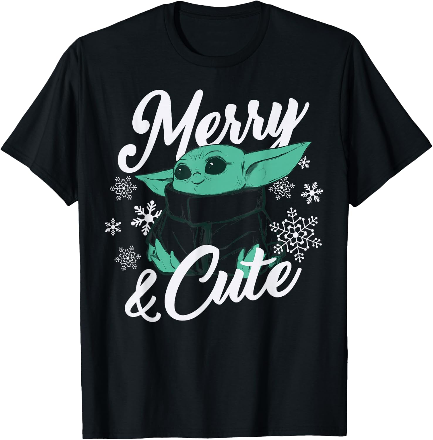Star Wars The Mandalorian Christmas The Child Merry & Cute T-Shirt - T-Shirt | Black