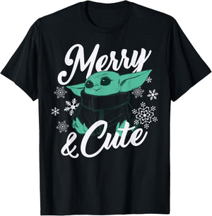 Star Wars The Mandalorian Christmas The Child Merry & Cute T-Shirt - T-Shirt | Black
