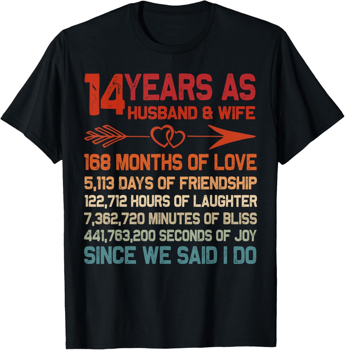 14 Years as Husband & Wife 14th Anniversary Gift Couple T-Shirt - T-Shirt | Black
