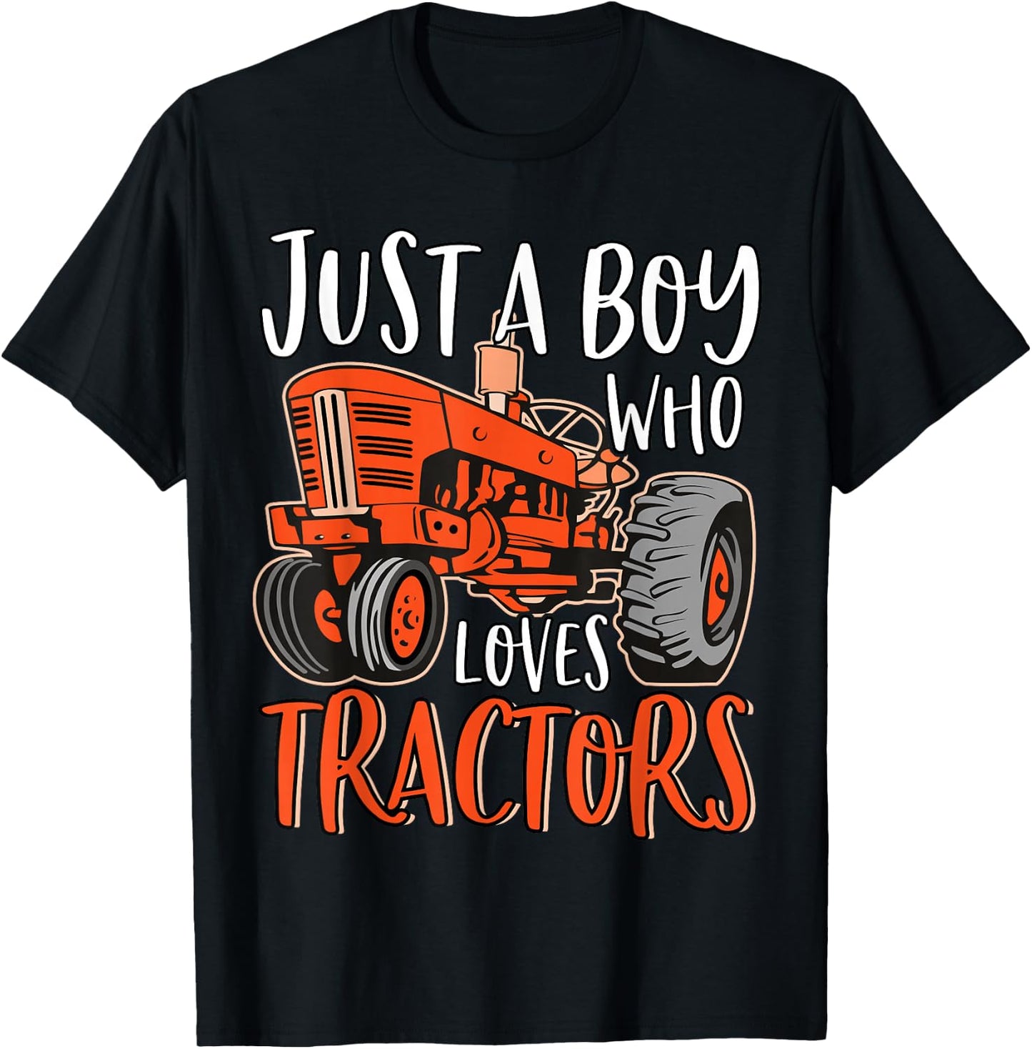 Just A Boy Who Loves Tractors Cute Funny Tractor Farming T-Shirt - T-Shirt | Black
