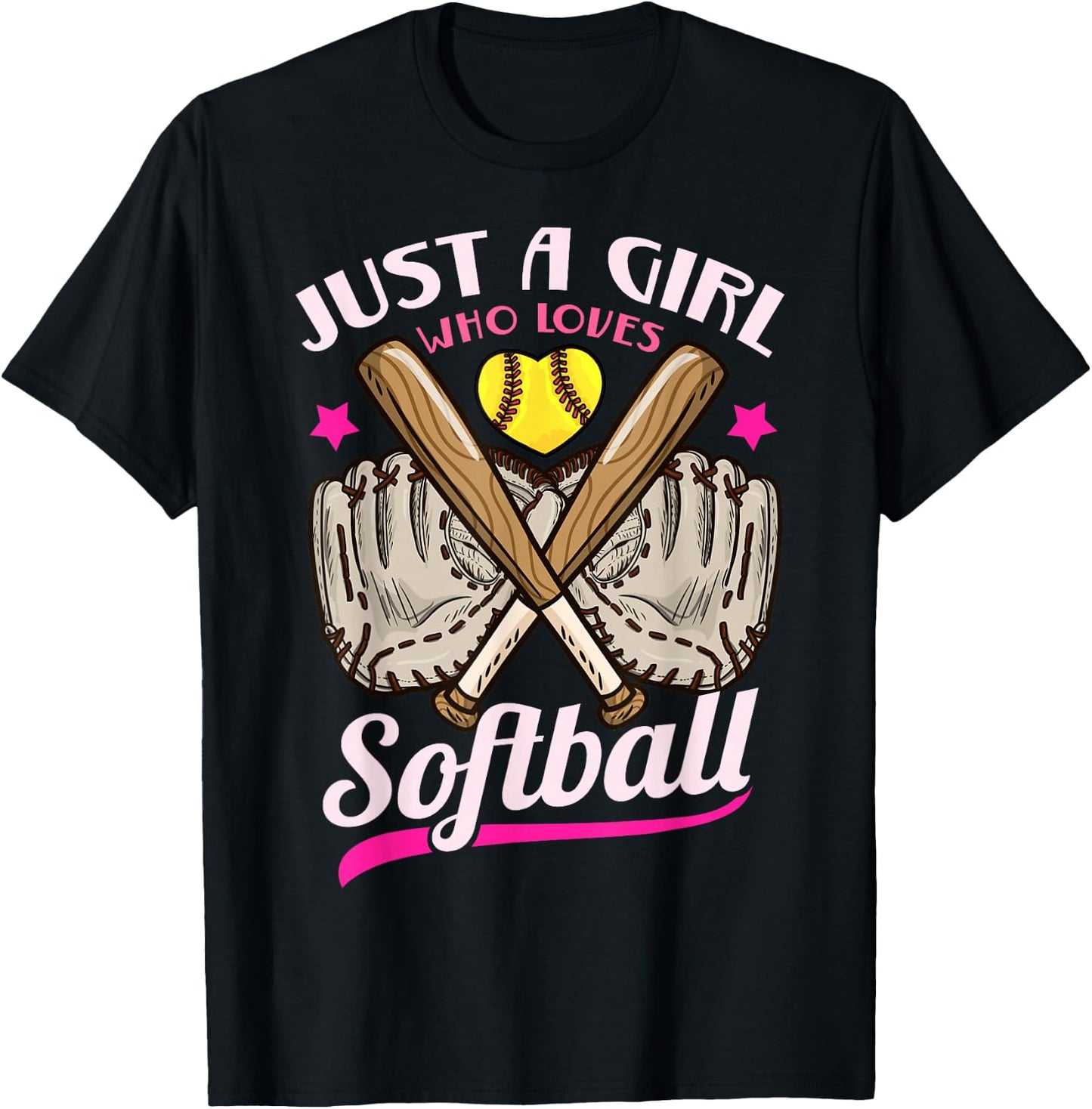 Softball Just a Girl Who Loves Softball Softball Player T-Shirt - T-Shirt | Black