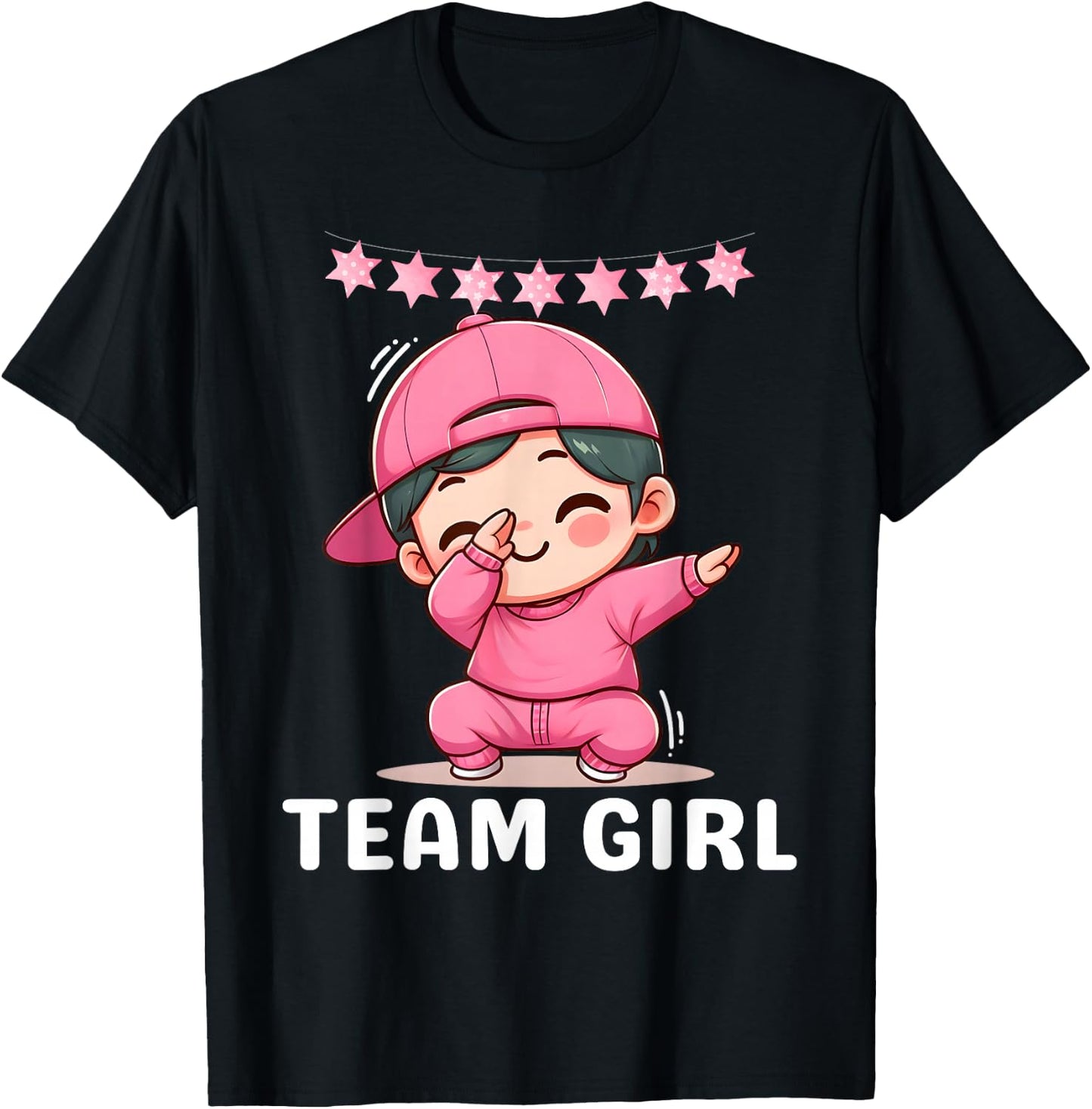 Gender Reveal Party Team Girl Dabbing Cute Baby Pink Teams T-Shirt - T-Shirt | Black