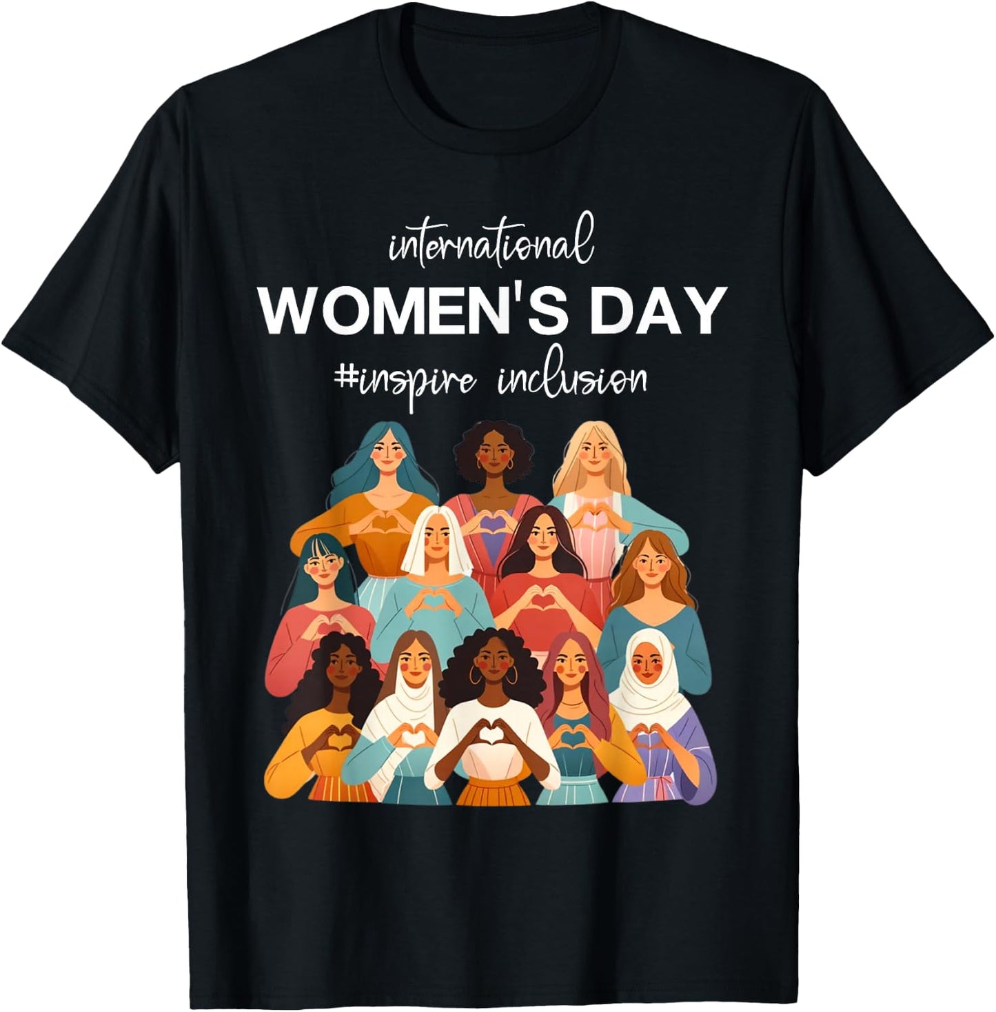 8th March Happy International Women's Day Inspire Inclusion T-Shirt - T-Shirt | Black