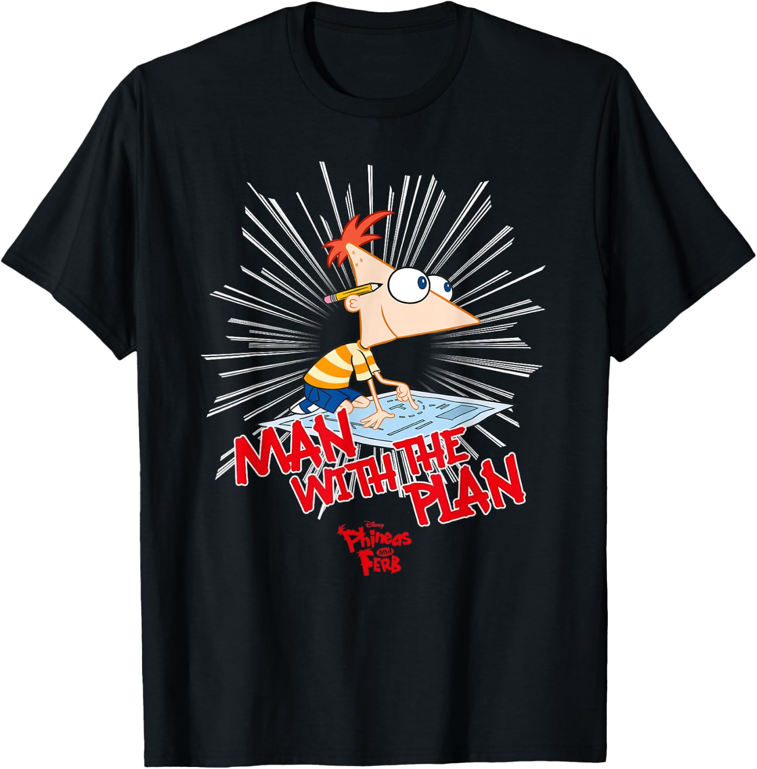 Disney Phineas and Ferb The Plan Man T-Shirt - T-Shirt | Black
