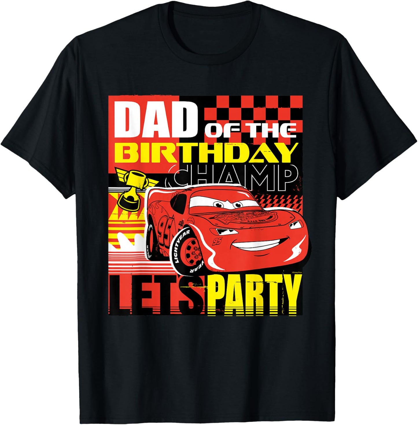 Disney and Pixar’s Cars Dad of the Birthday Champ Party T-Shirt - T-Shirt | Black