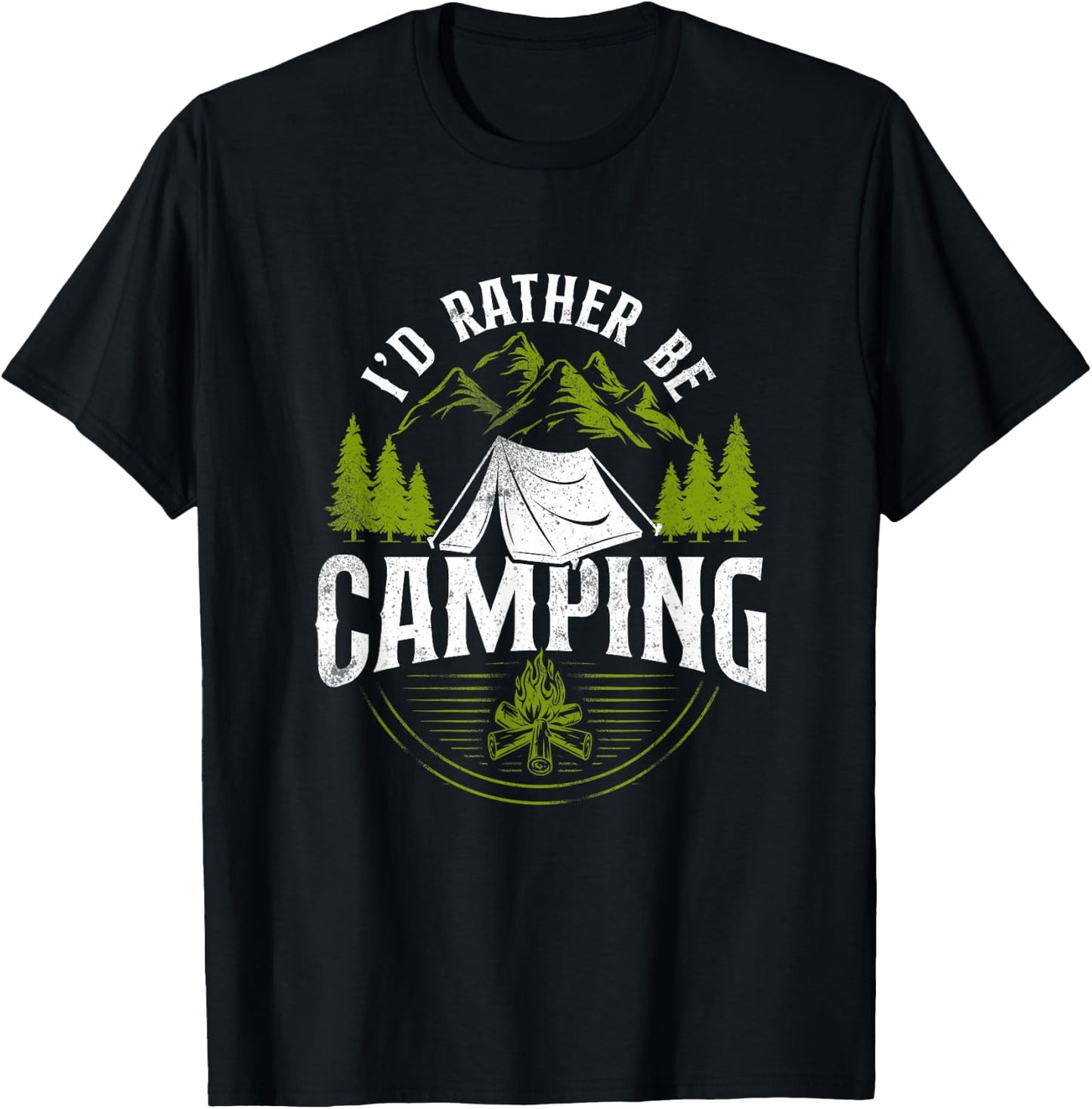 I'D Rather Be Camping Tent T-Shirt - T-Shirt | Black
