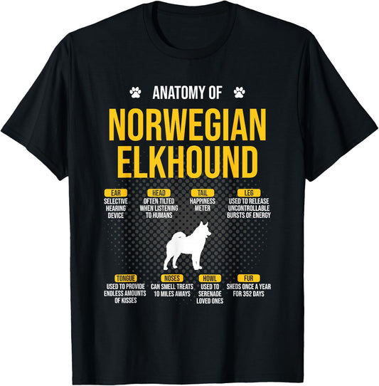 Anatomy Of Norwegian Elkhound Dog Lover Women T-Shirt - T-Shirt | Black