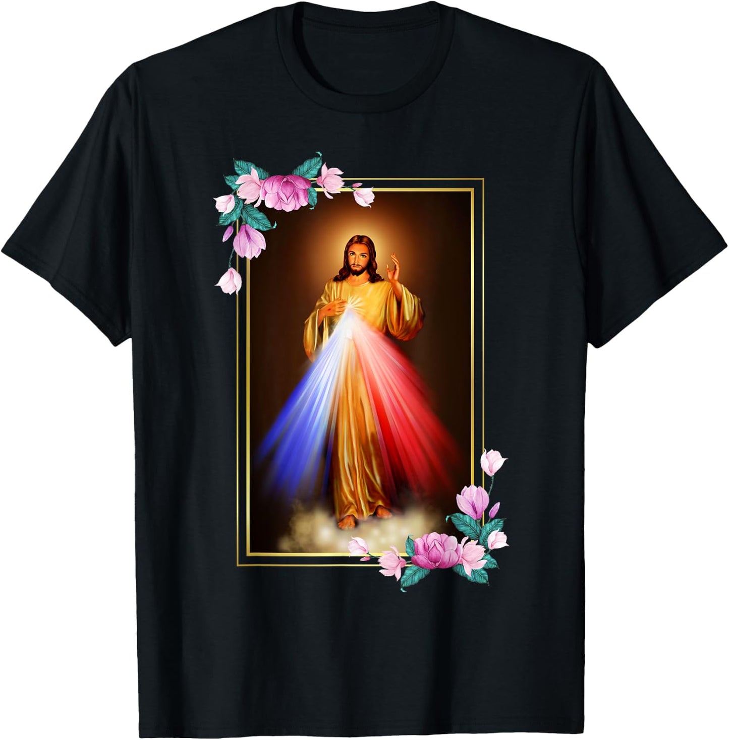 Divine Mercy Jesus Christ, Sacred Heart of Jesus Gift T-Shirt - T-Shirt | Black