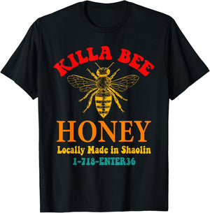 Killa Bee Honey Locally Made in Shaolin 1-718-ENTER36 T-Shirt - T-Shirt | Black