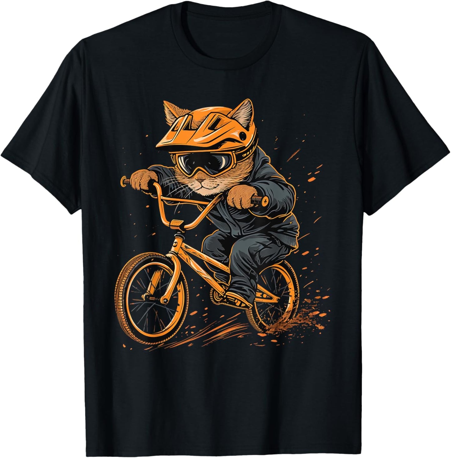 BMX racer Cat on Cycling BMX Racing Women Kids T-Shirt - T-Shirt | Black