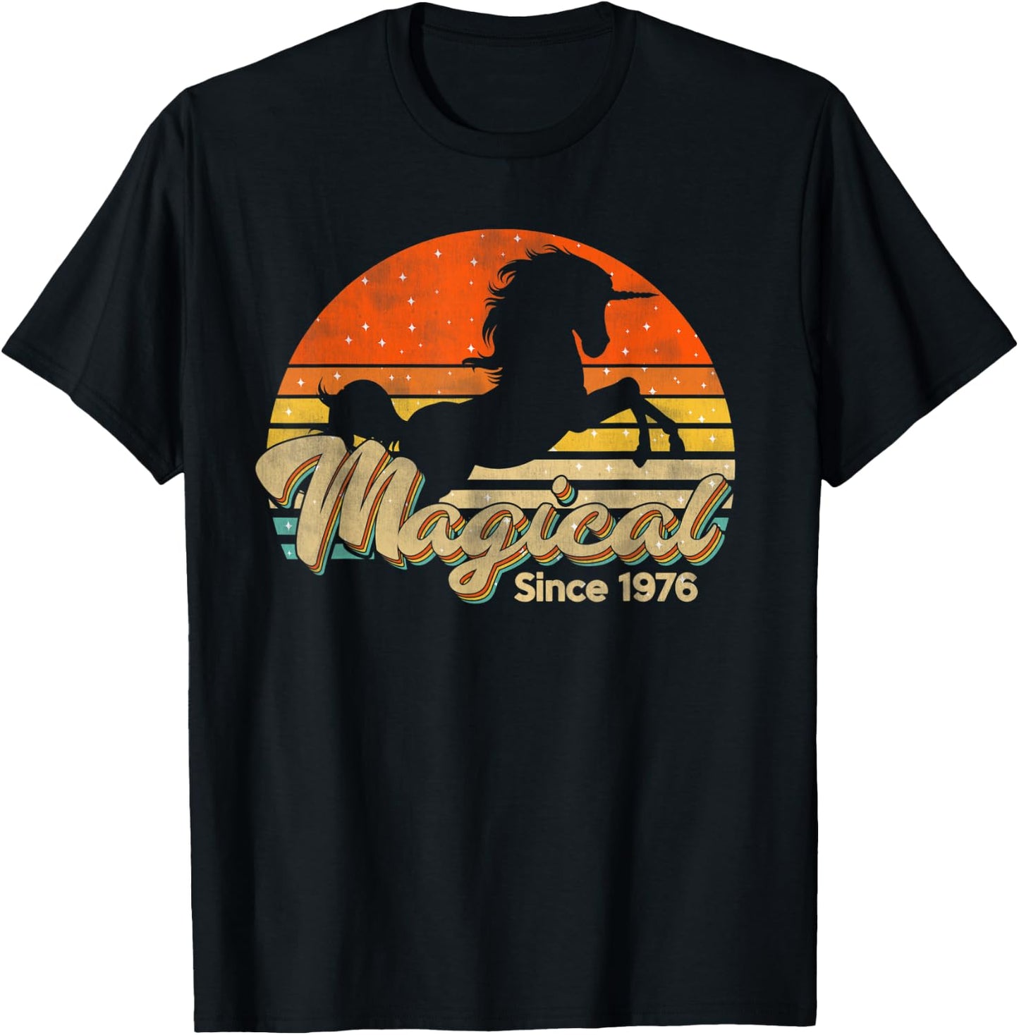 Vintage 44 Birthday Gift Magical Since 1976 Bday Party T-Shirt - T-Shirt | Black