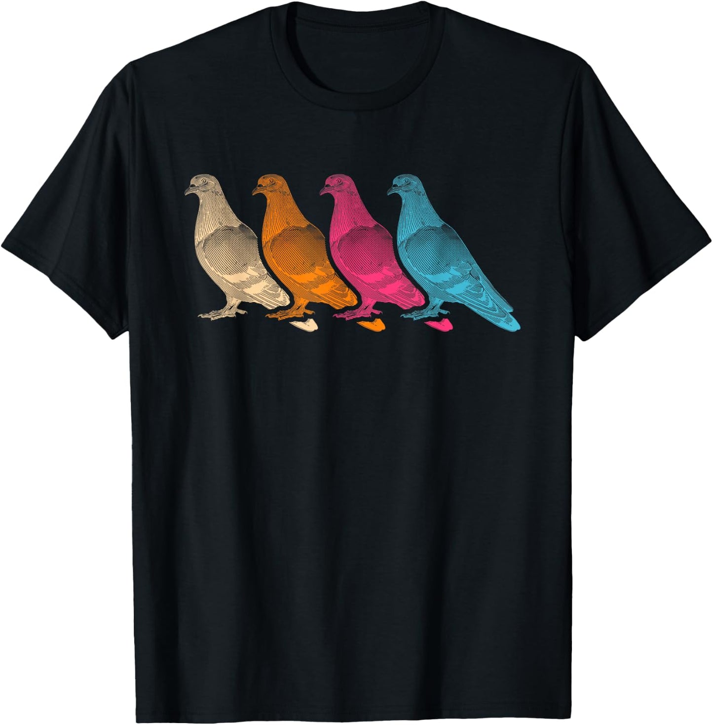 Colorful Pigeon T-Shirt - T-Shirt | Black
