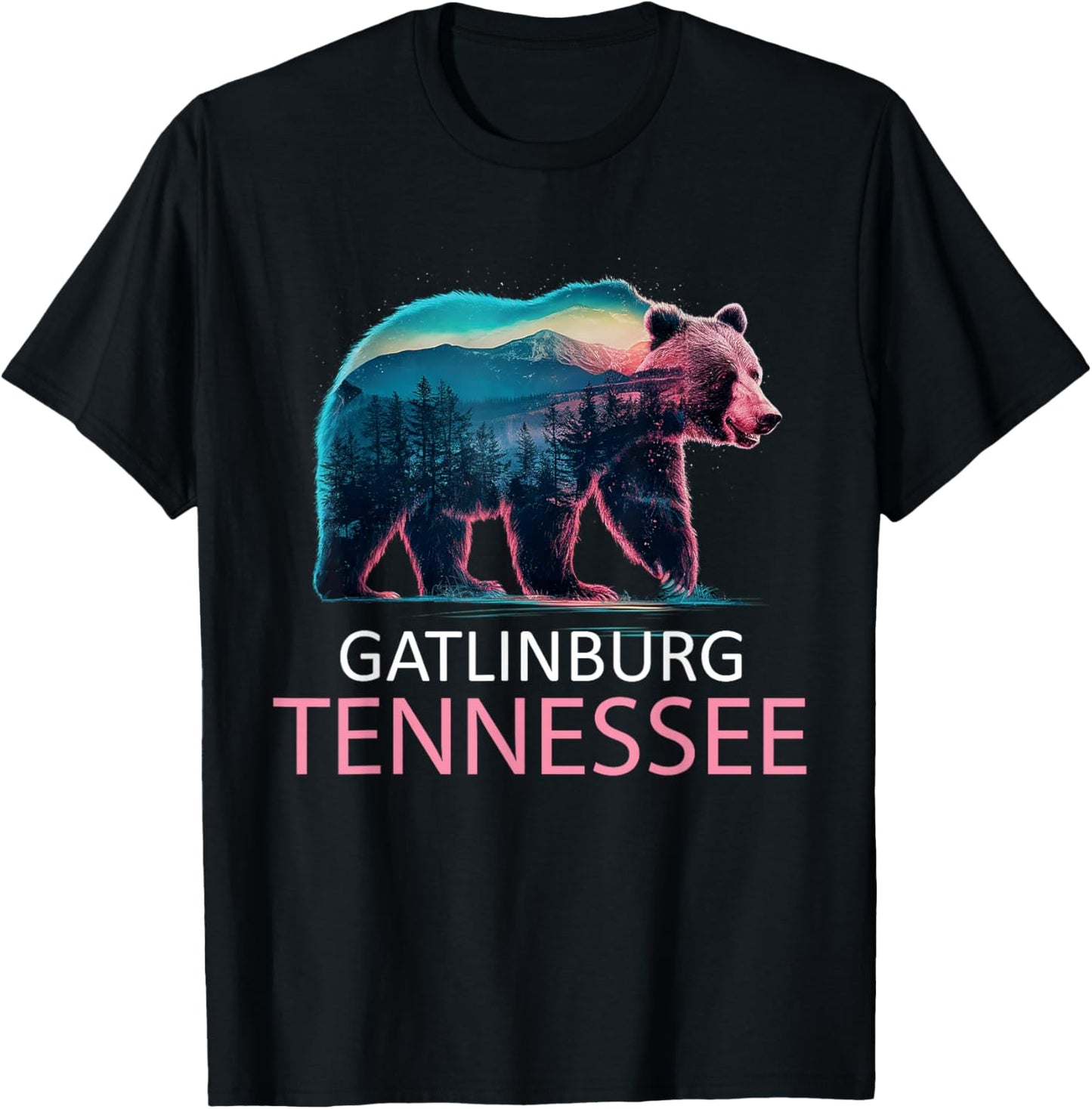 Gatlinburg Tennessee Mountains Bear USA Hiking Souvenir TN T-Shirt - T-Shirt | Black