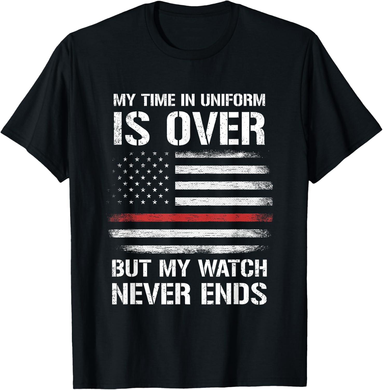 Retired Firefighter Gifts Shirt Thin Red Line T-Shirt - T-Shirt | Black