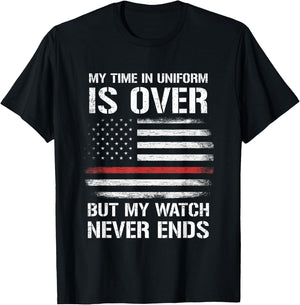 Retired Firefighter Gifts Shirt Thin Red Line T-Shirt - T-Shirt | Black