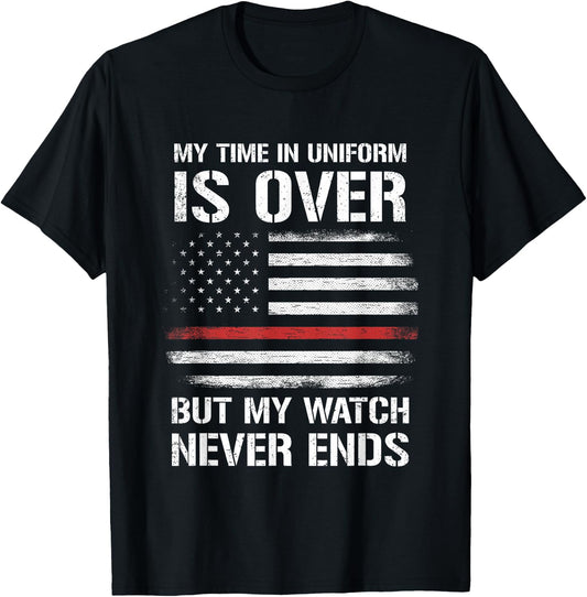 Retired Firefighter Gifts Shirt Thin Red Line T-Shirt - T-Shirt | Black