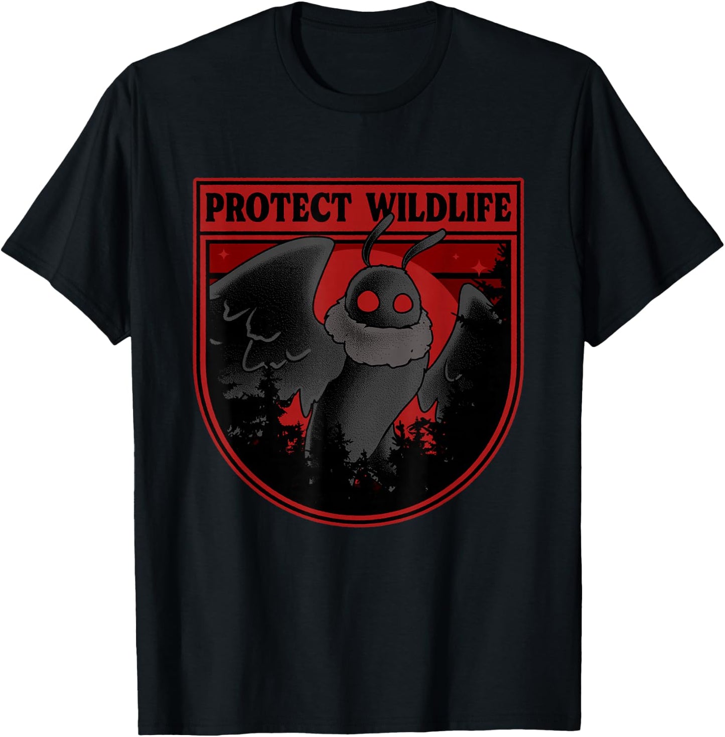Cryptid Mothman Shirt Protect the Wildlife Cryptozoology T-Shirt - T-Shirt | Black