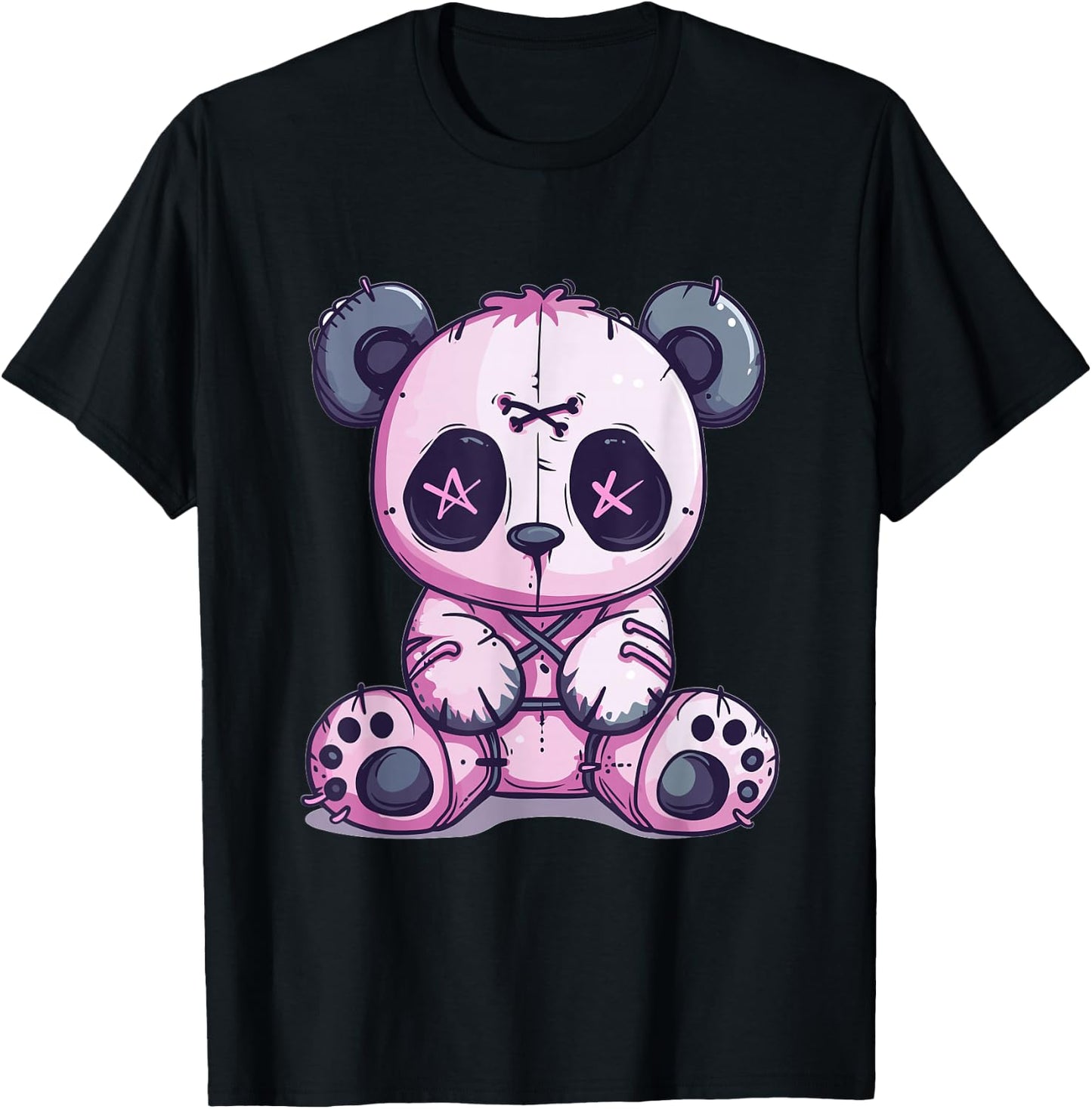Goth Pastel Cute Creepy Kawaii Panda Voodoo Doll T-Shirt - T-Shirt | Black