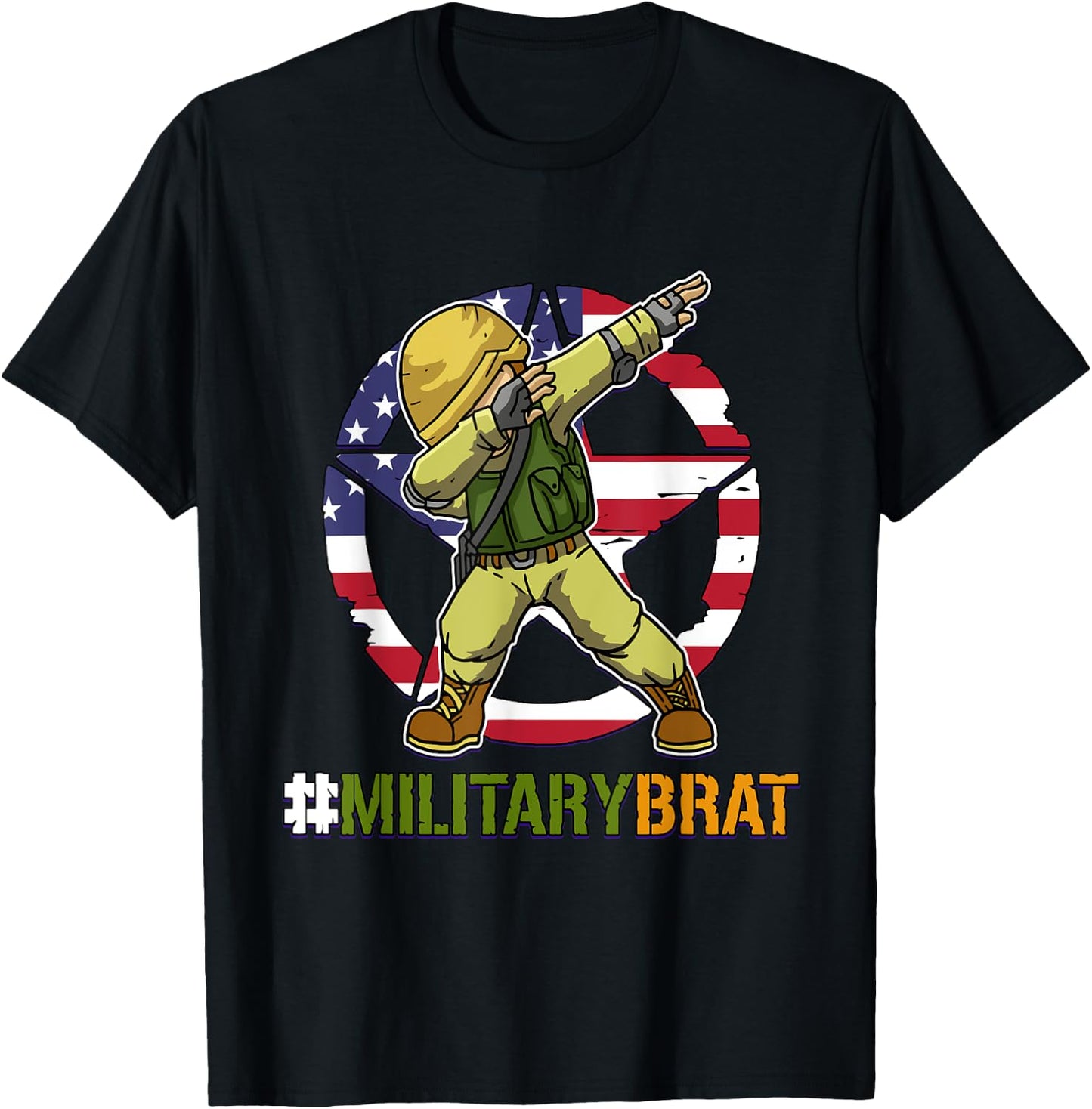 Purple Up Military Brat Dabbing Boys Military Child Month T-Shirt - T-Shirt | Black