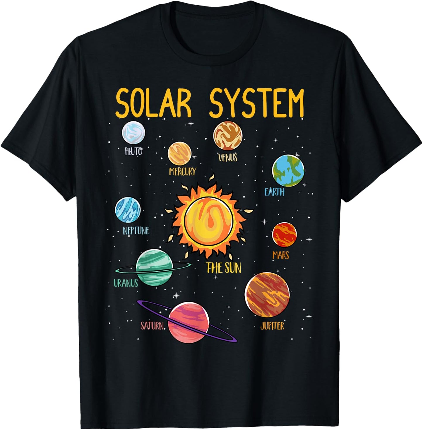 Solar System Planets Science Space Boys Girls STEM Kids T-Shirt - T-Shirt | Black