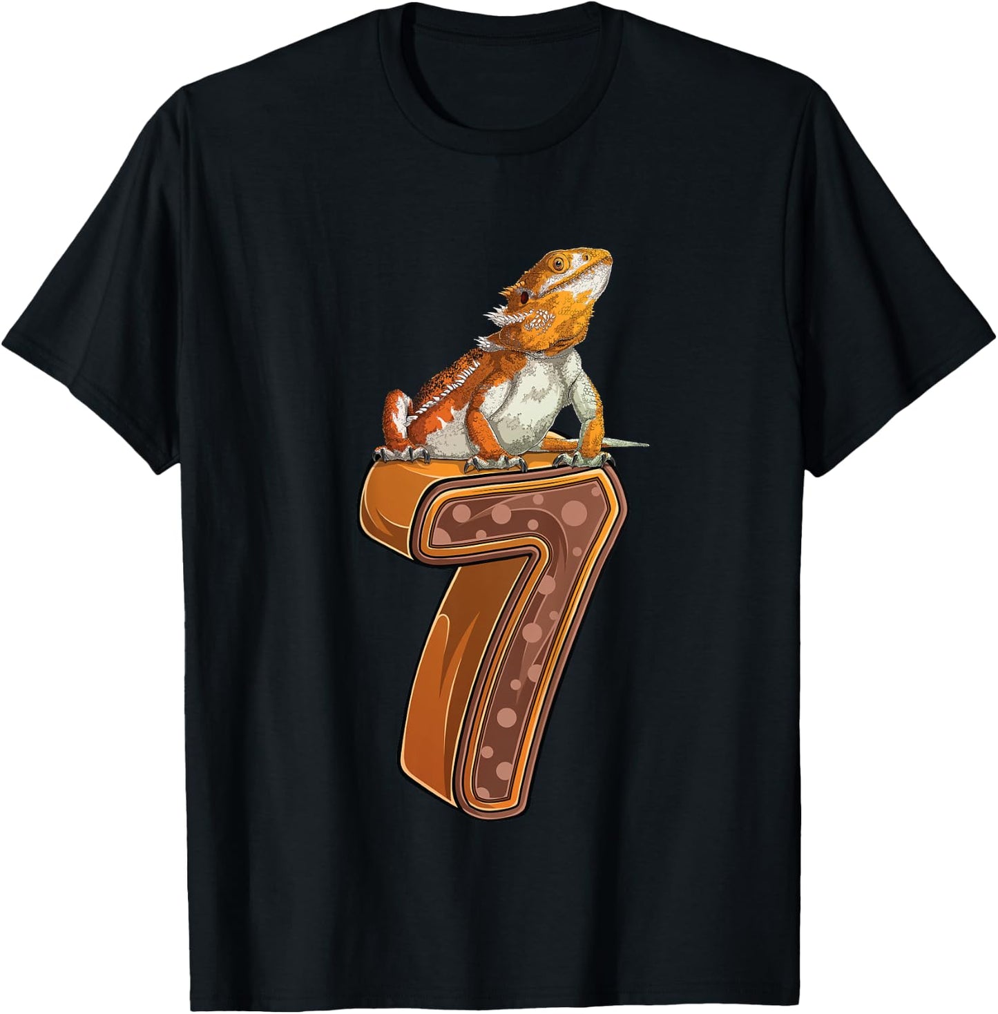 7 Year Old Bearded dragon Reptile 7th Birthday Party B-day T-Shirt - T-Shirt | Black