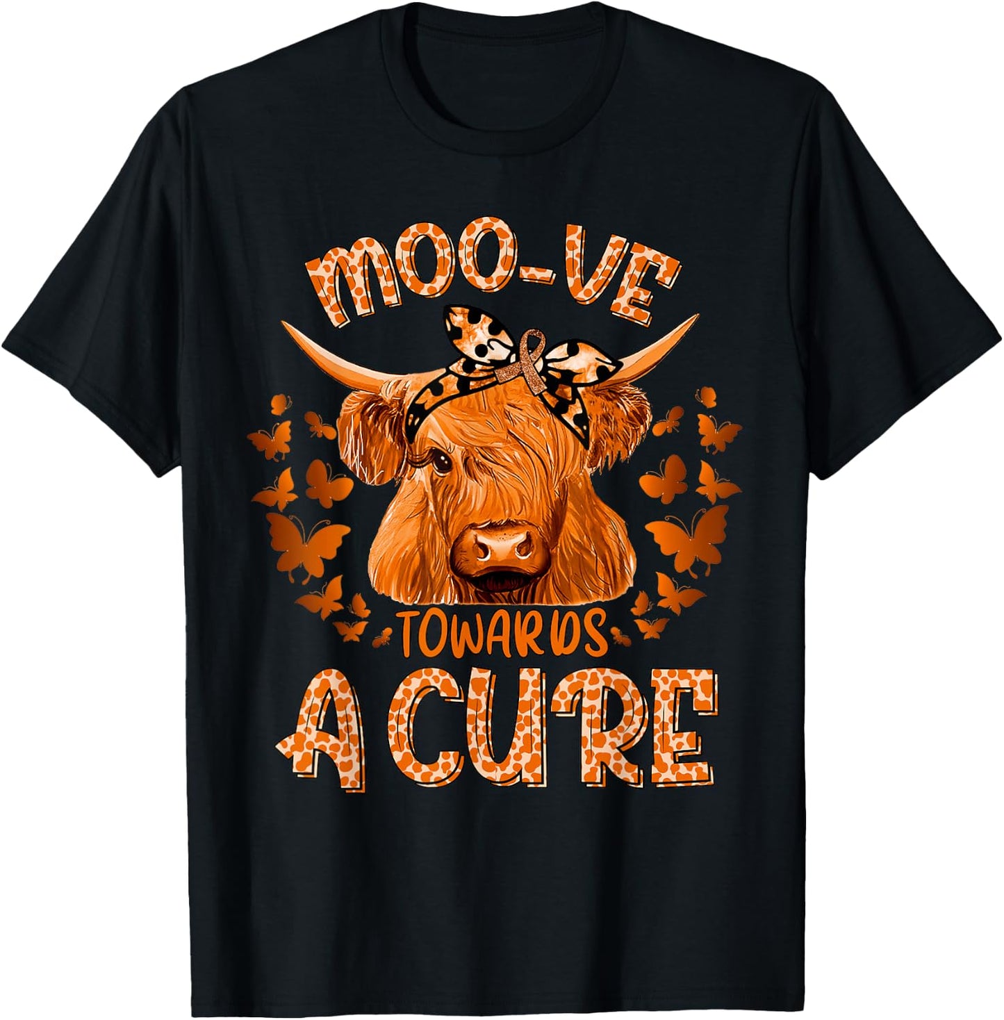 Funny Cow Moo Kidney Cancer Towards a Cure T-Shirt - T-Shirt | Black