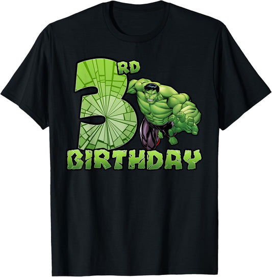 Marvel Avengers Hulk Smash 3rd Birthday T-Shirt - T-Shirt | Black