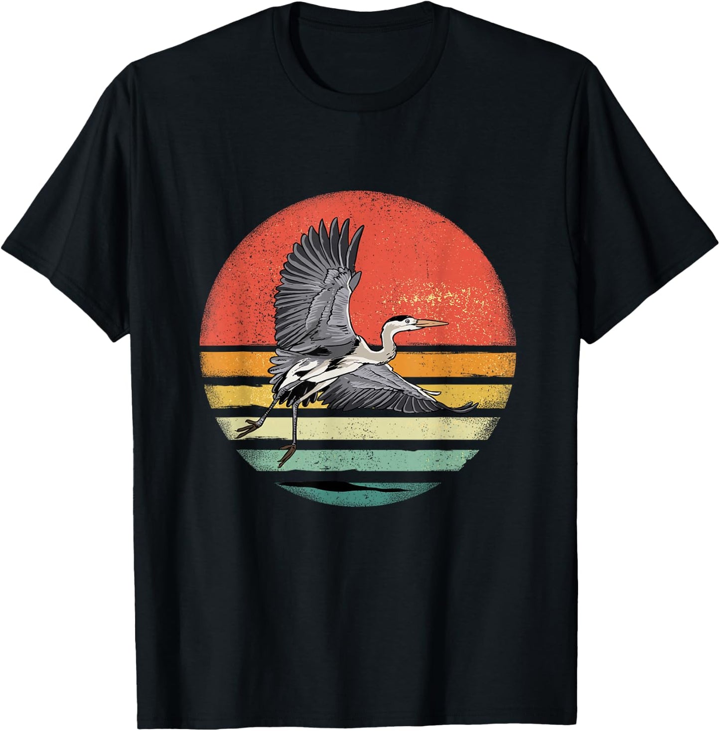 Retro Vintage Heron Lover Nature Heron Bird Watcher T-Shirt - T-Shirt | Black